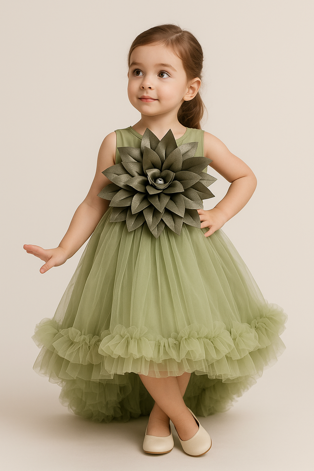 Tail cut With Bow frock 1001 Green