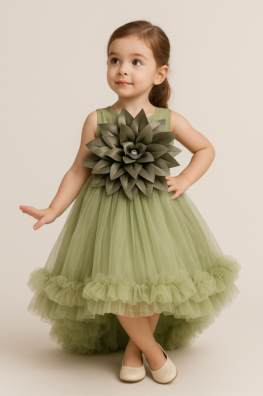Tail cut With Bow frock 1001 Green