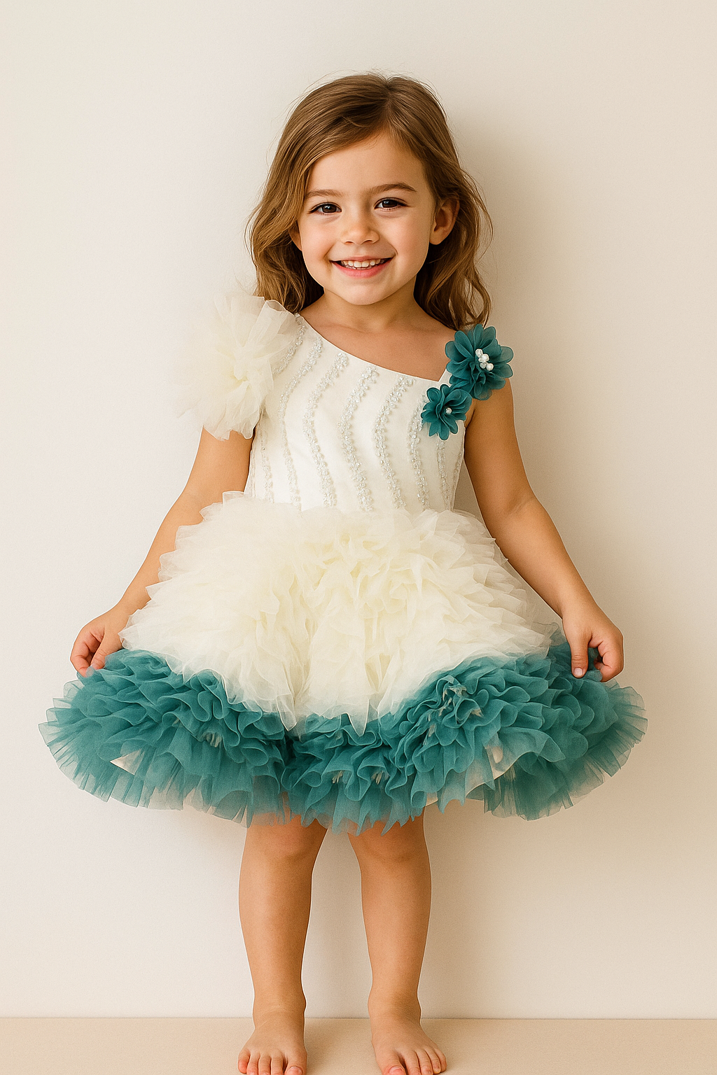 Floral Tulle Party Frock 2512 White