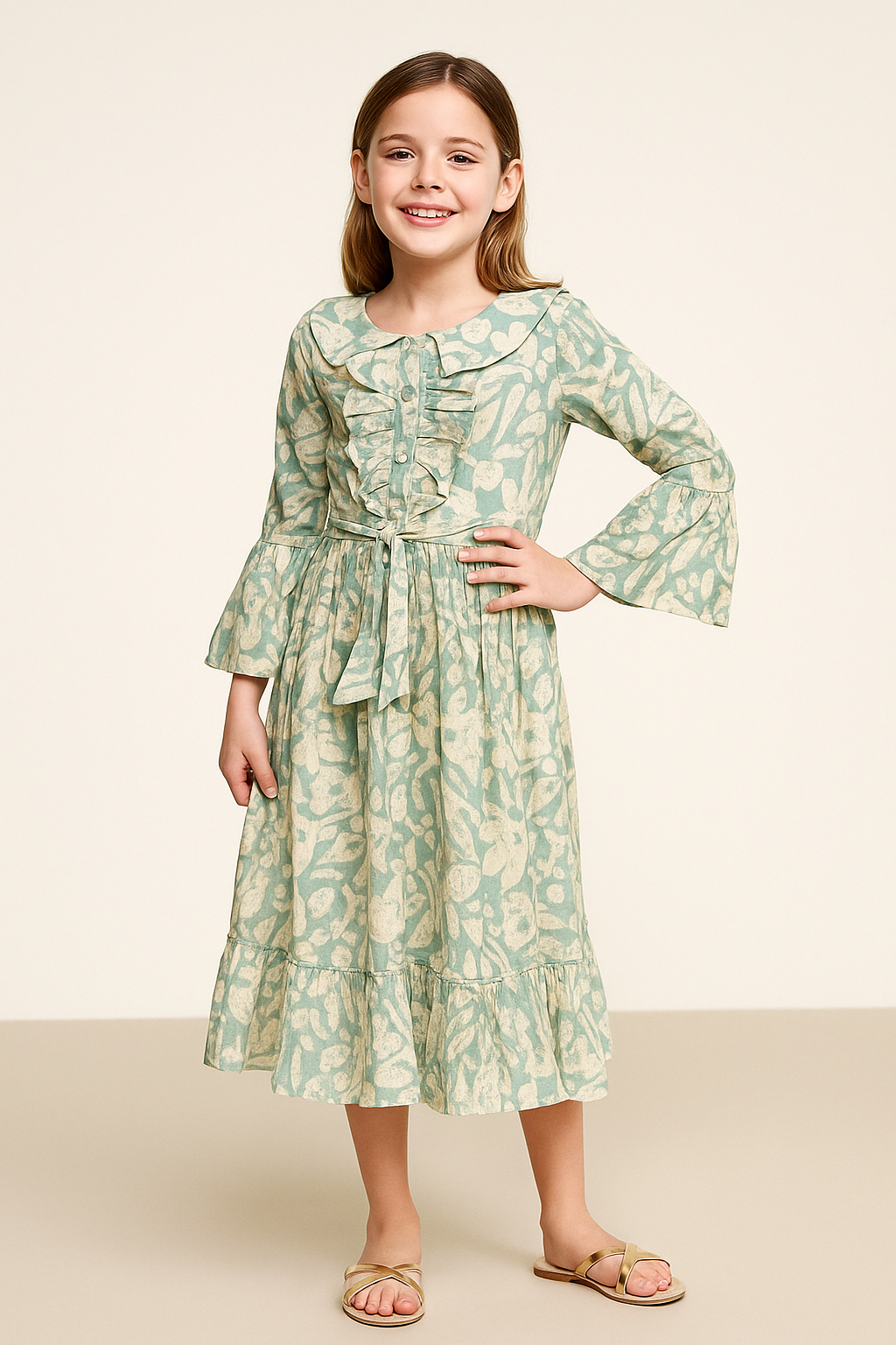 Cotton Printed Frock 1102 Green