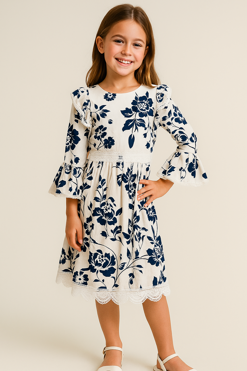 Cotton Printed Frock 1103 White