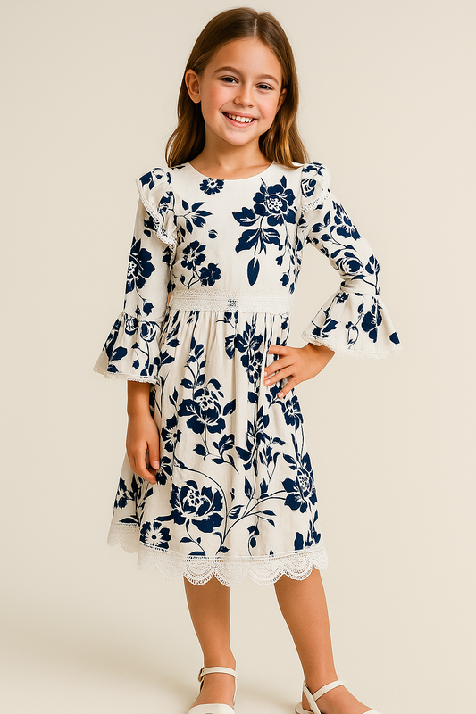 Cotton Printed Frock 1103 White