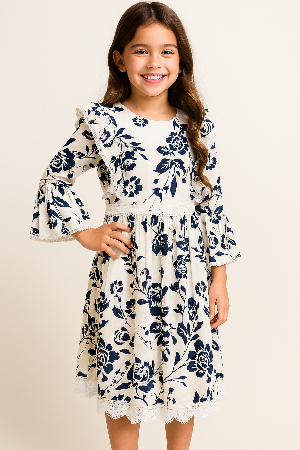 Cotton Printed Frock 1103 White