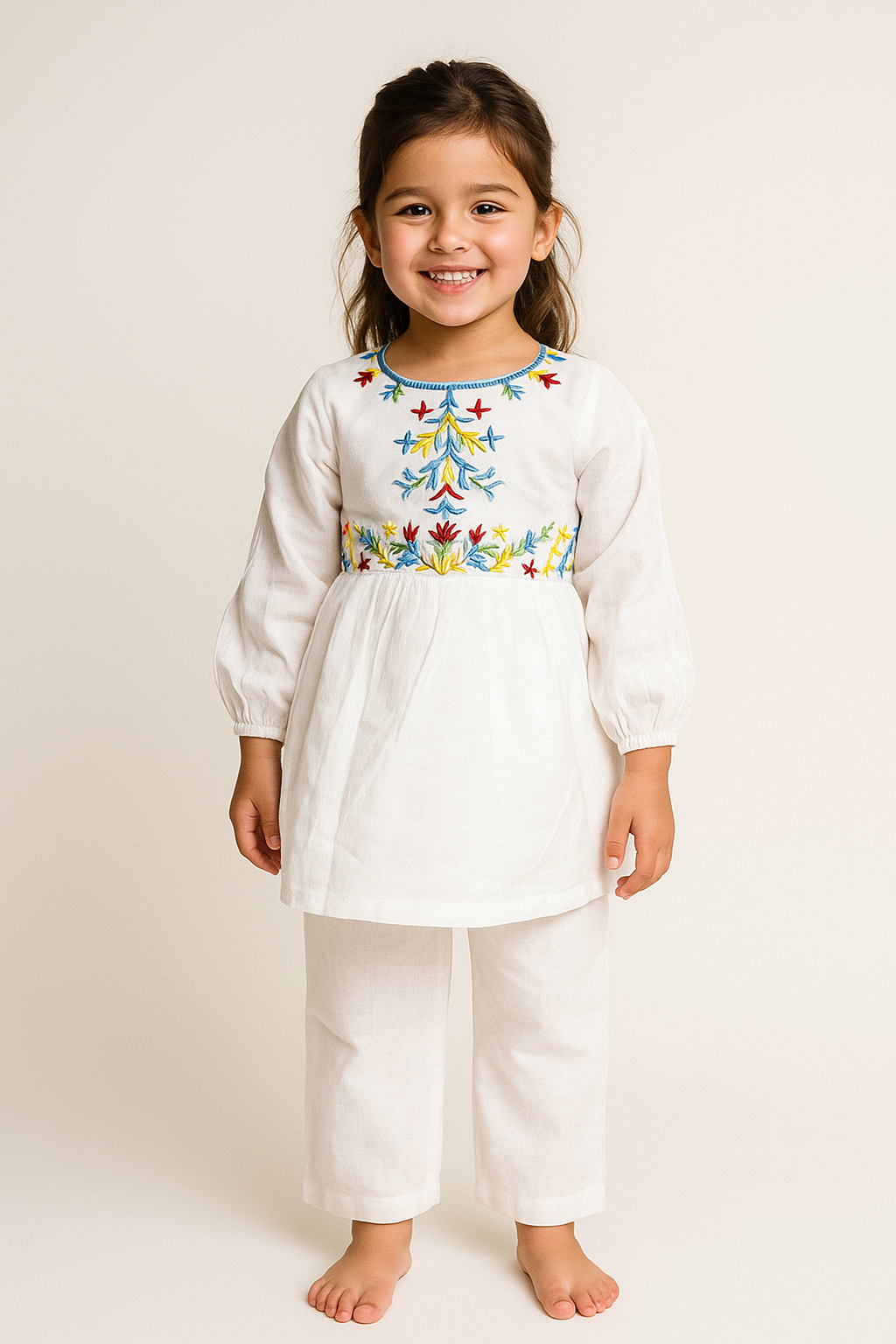 Cotton Embroidery Cord Set 1027 White