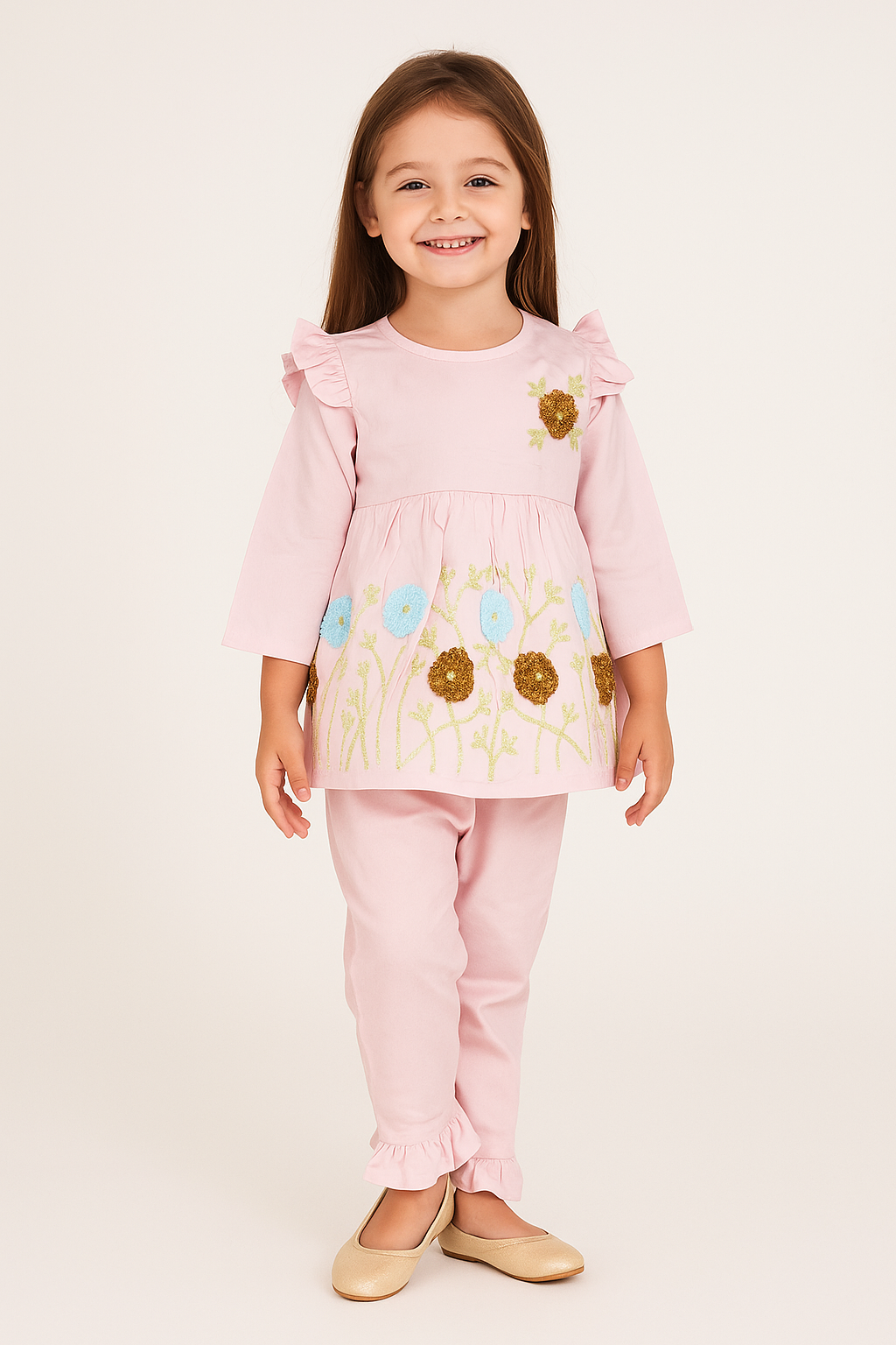 Cotton embroidery Cord Set 1032 Pink