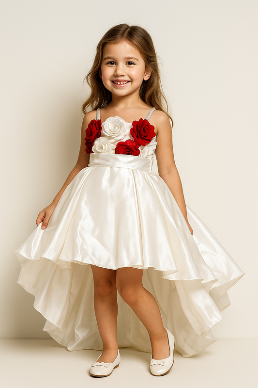 Satin Tail Cut Frock 1008 White