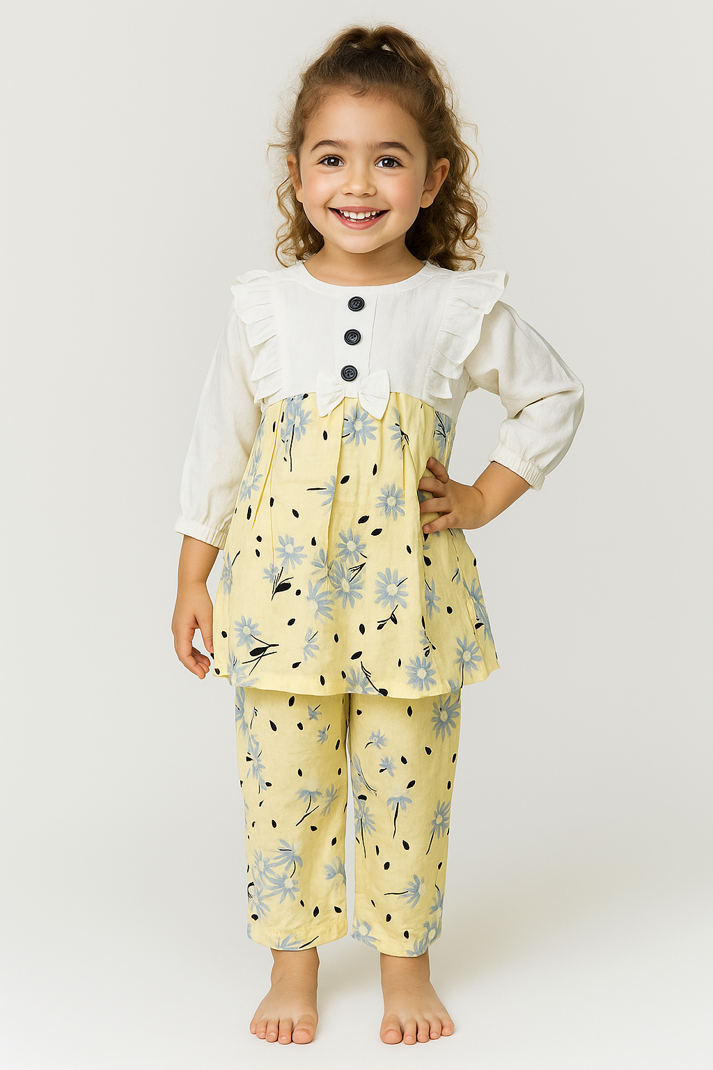 Cotton Printed Cord Set 1033 Yellow