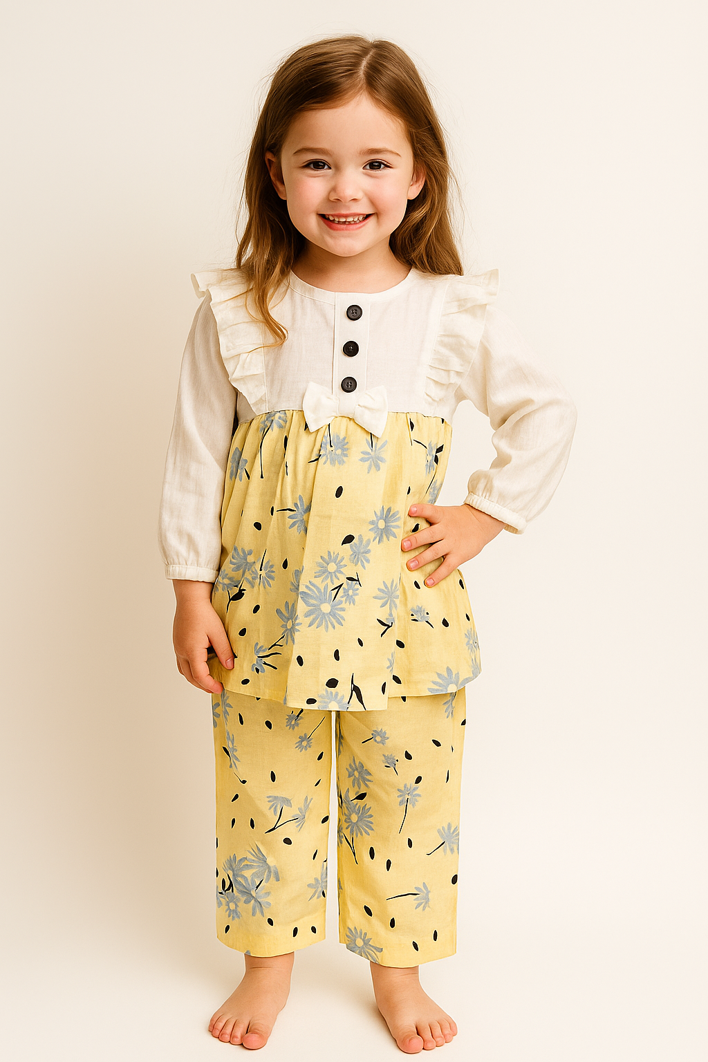 Cotton Printed Cord Set 1033 Yellow