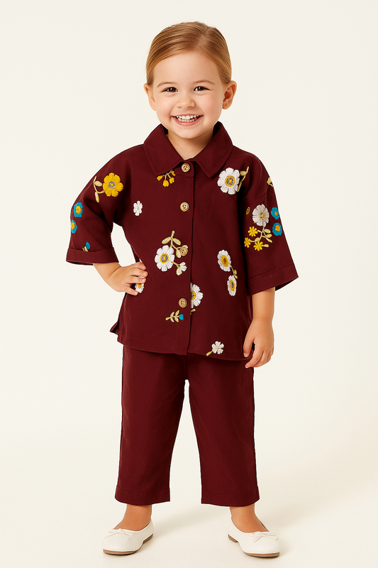 Cotton Embroidery Cord Set 1035 Maroon