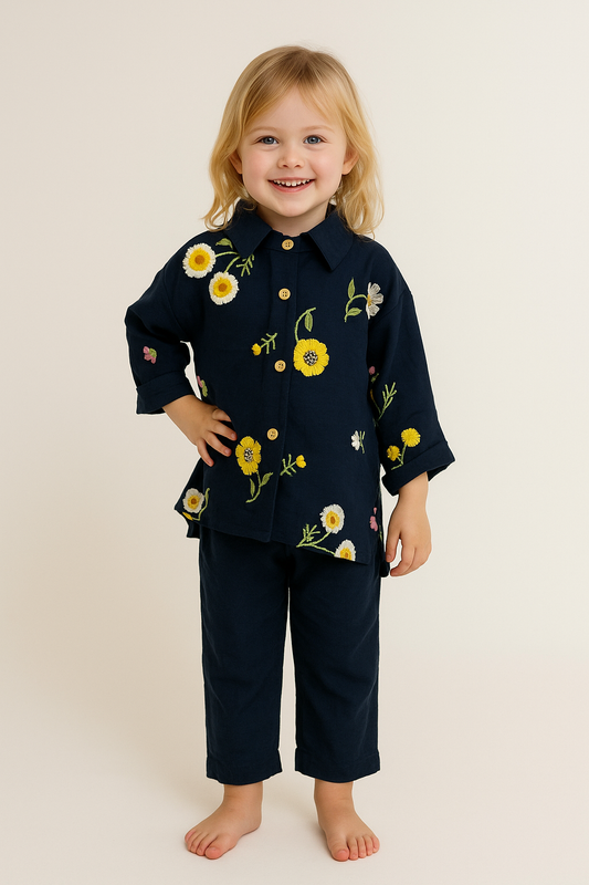 Cotton Embroidery Cord Set 1037 Navy Blue