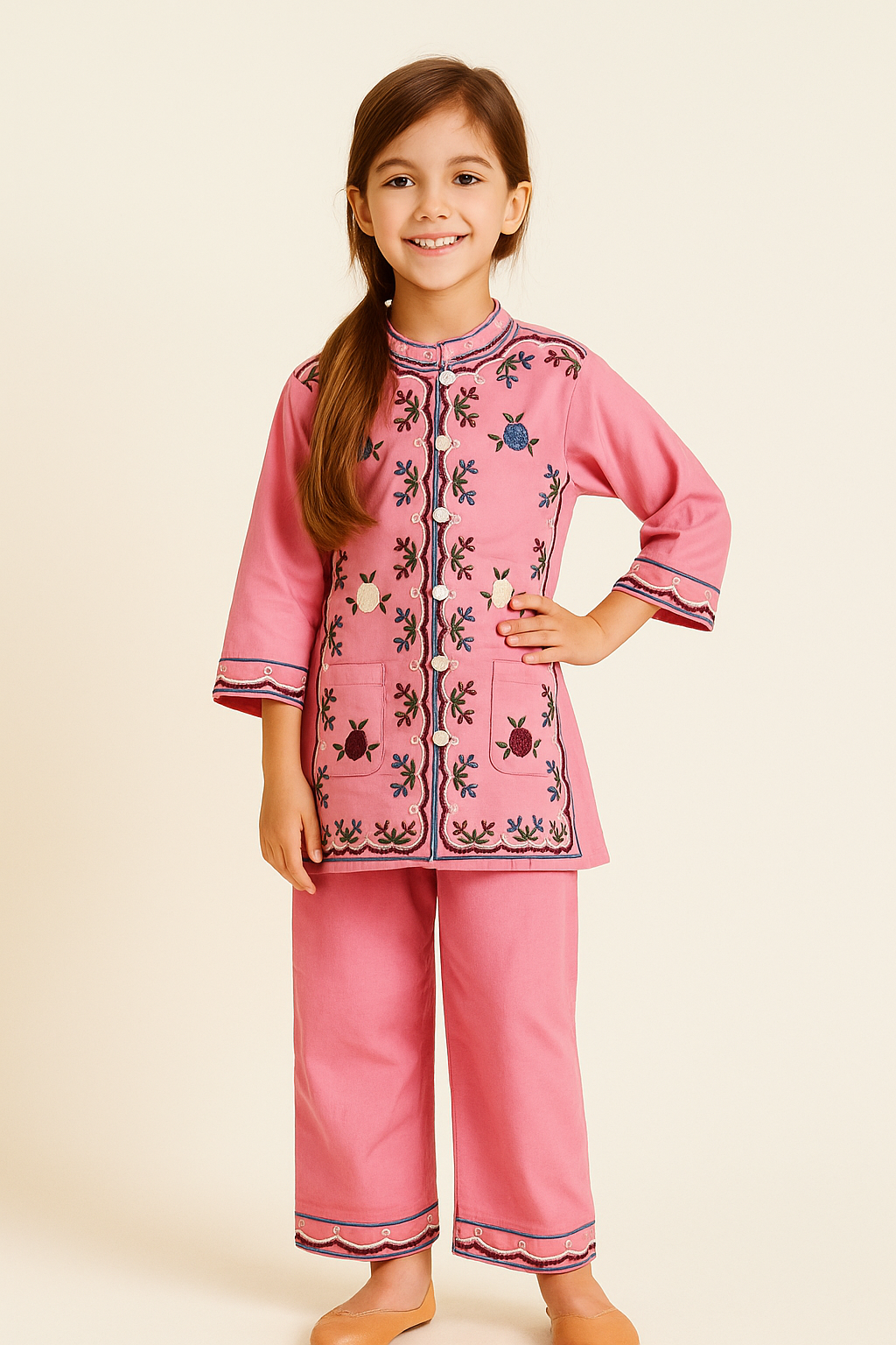 Cotton Embroidery Cord Set 1260 Pink