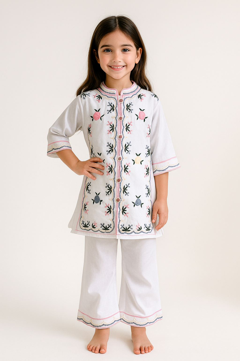 Cotton Embroidery Cord Set 1261 White