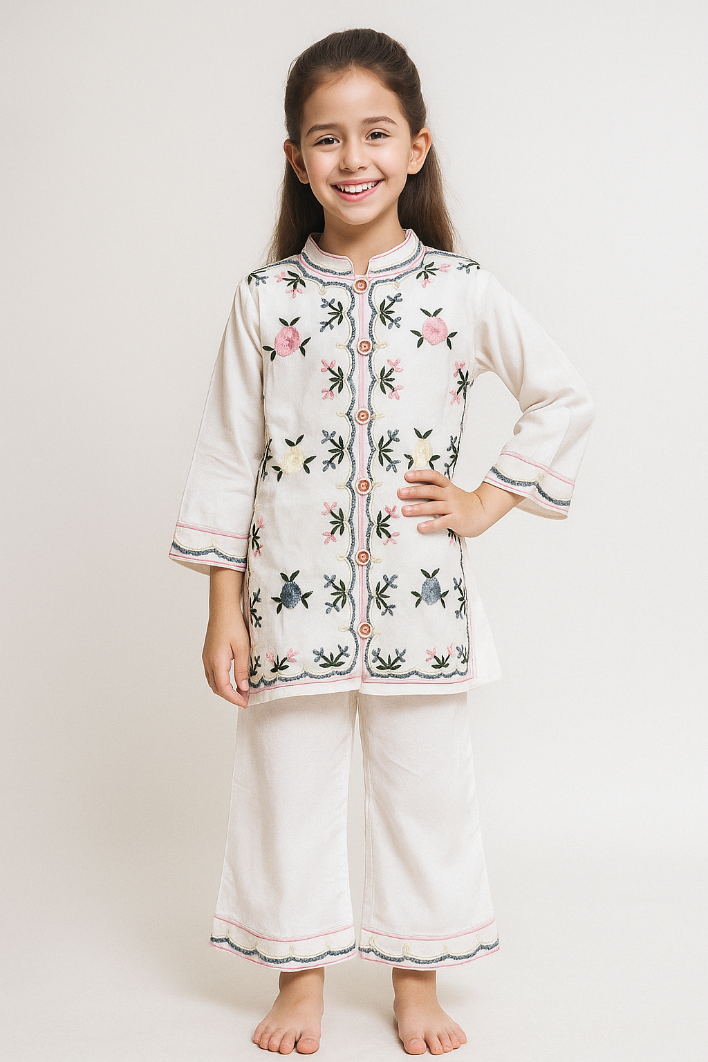 Cotton Embroidery Cord Set 1261 White