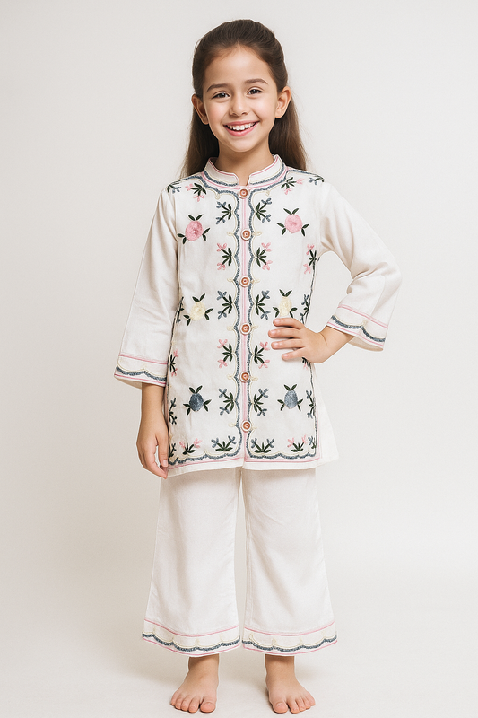 Cotton Embroidery Cord Set 1261 White