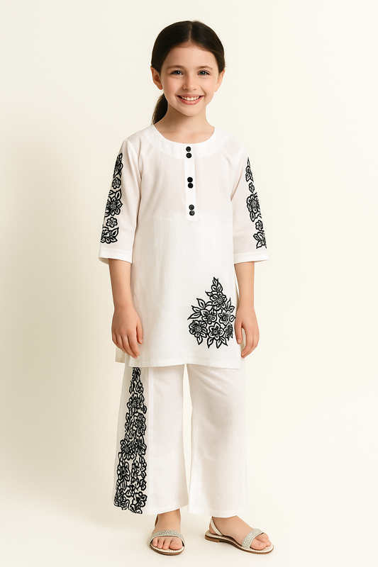 Cotton Embroidery Cord Set 1266 White