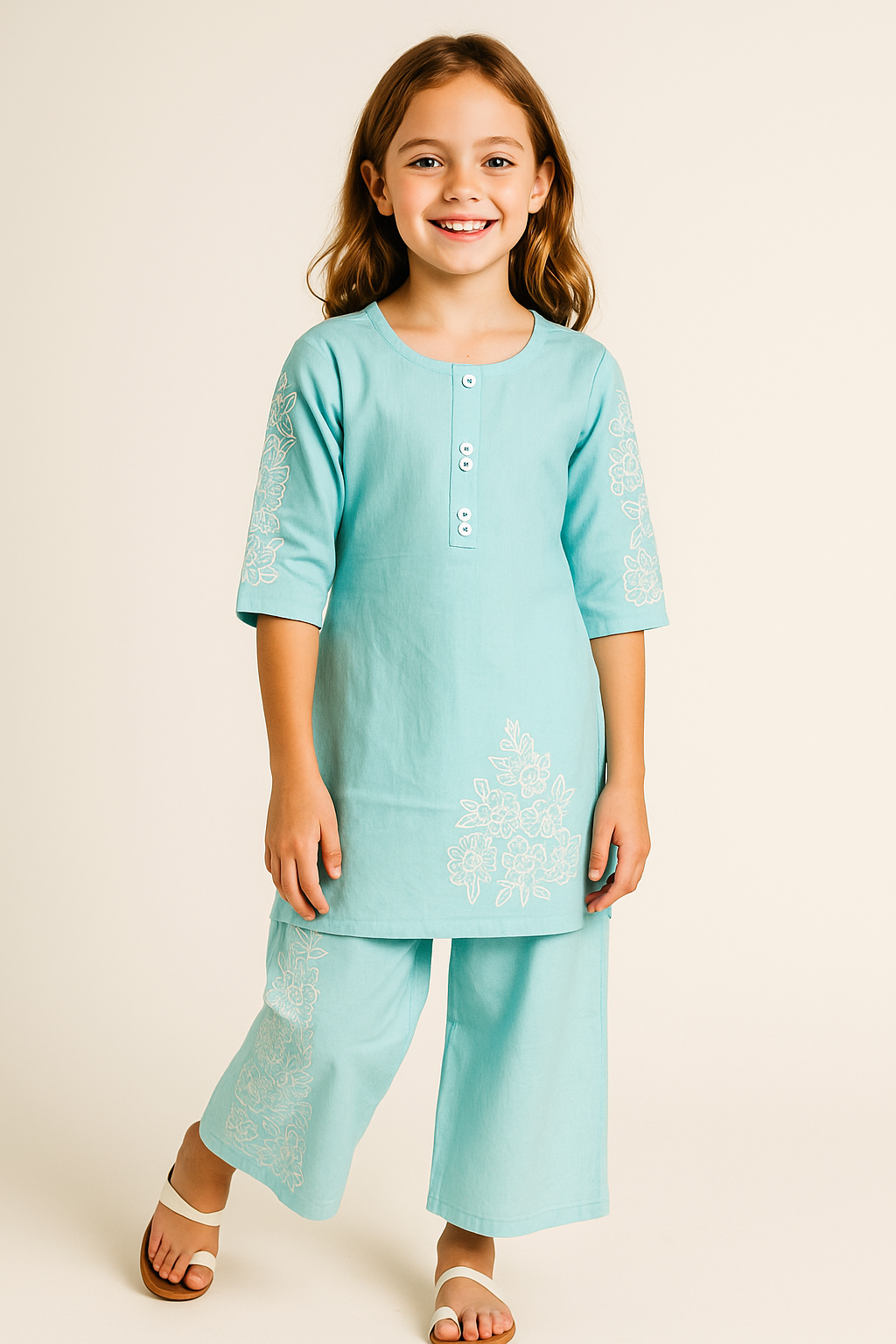 Cotton Embroidery Cord Set 1267 Sky Blue