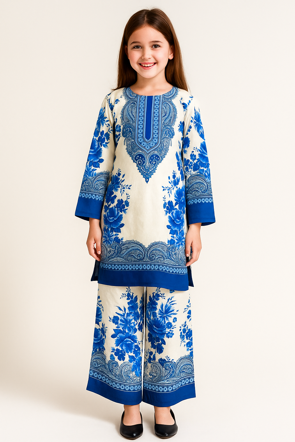 Turkish Printed Cord Set 3977 Blue