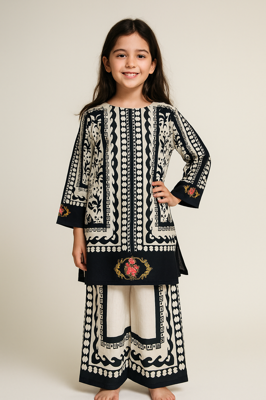 Turkish Printed Cord Set 3981 Black