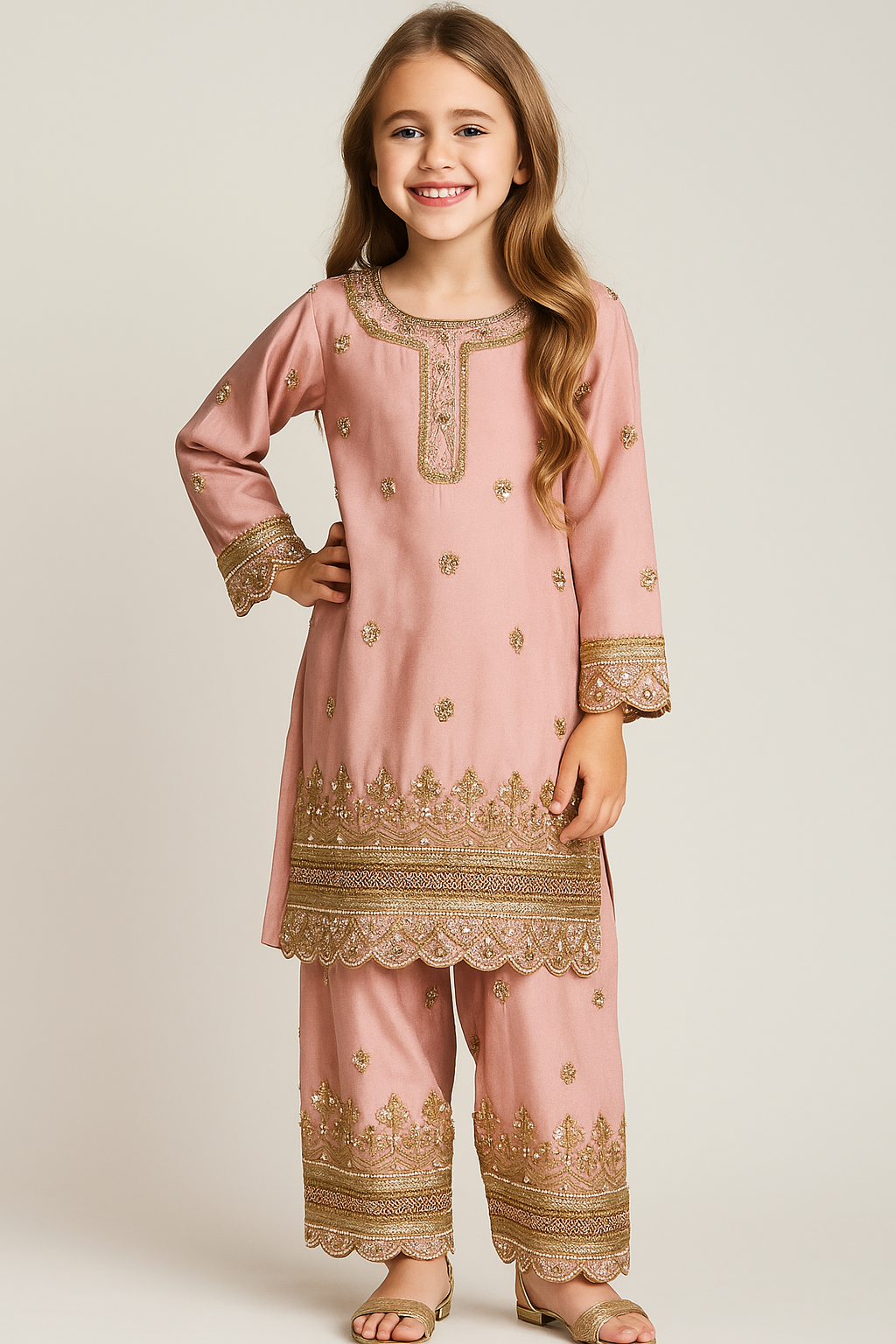 Georgette Bids Work Salwar Set 1610 Pink
