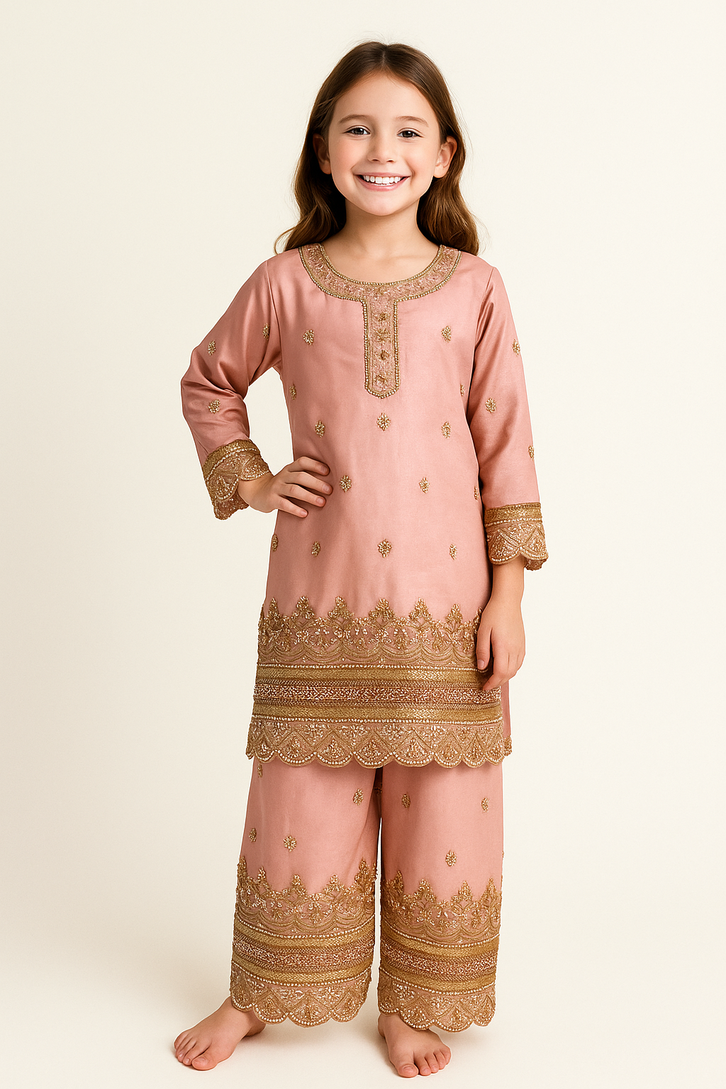 Georgette Bids Work Salwar Set 1610 Pink