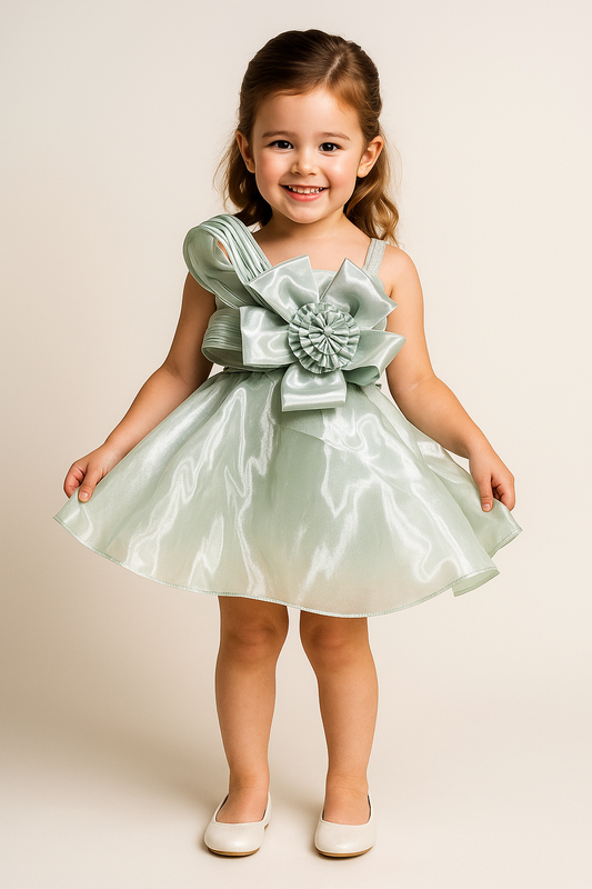 Satin Bow Frock 2507 Pista Green