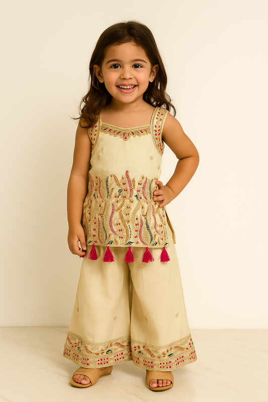 Georgette Embroidery Plazo Set 1394 Beige