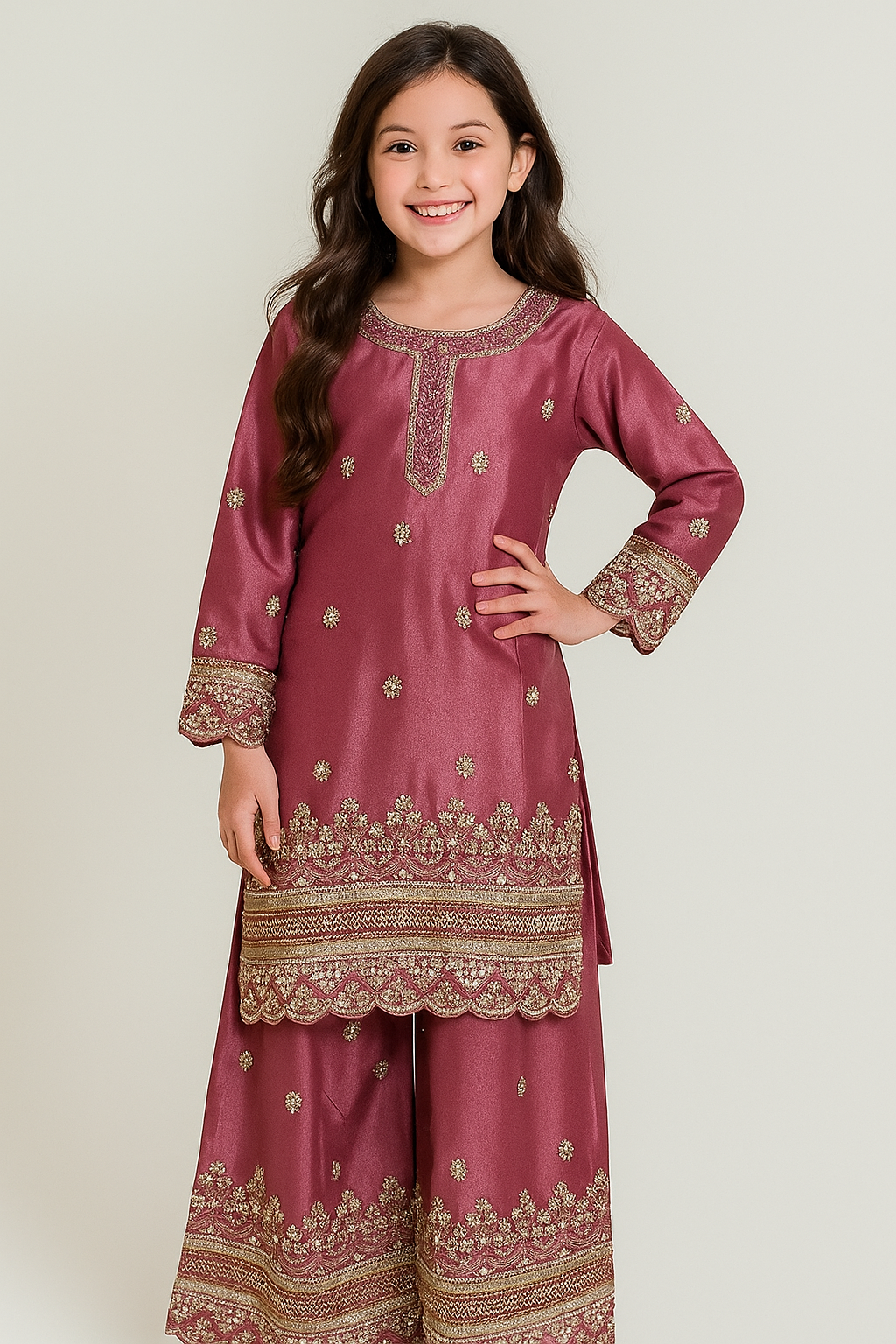 Georgette Bids Work Salwar Set 1610 Gajri