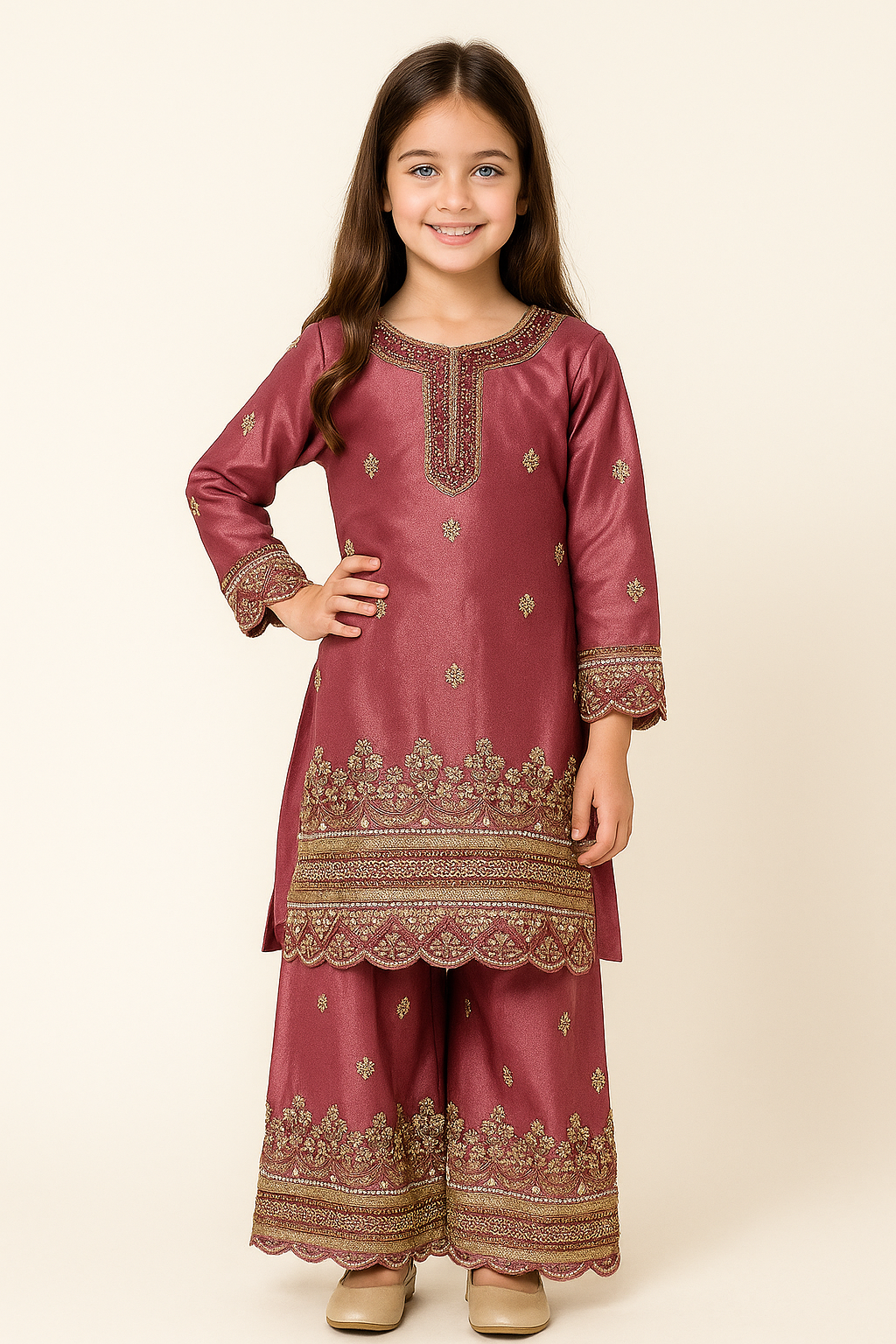 Georgette Bids Work Salwar Set 1610 Gajri