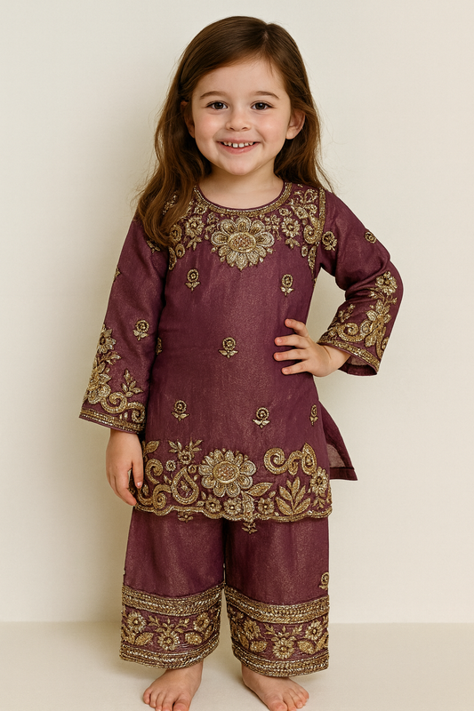 Georgette Hand Work Farshi Salwar Set 4726 Pink