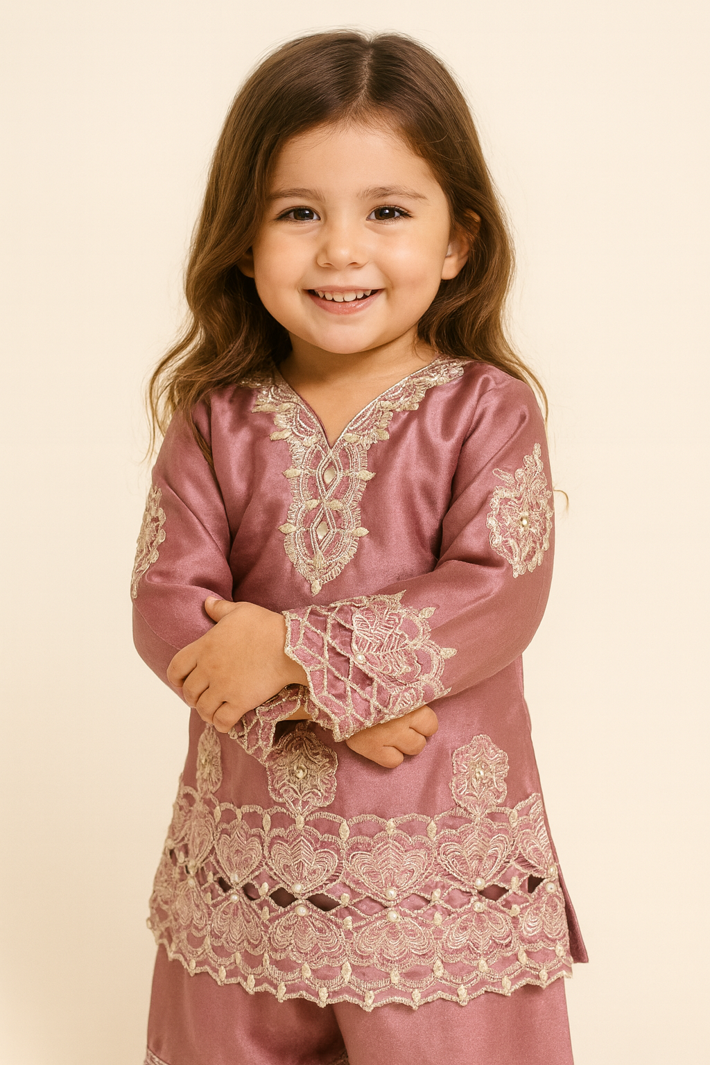 Satin Embroidery Farshi Set 4714 Pink