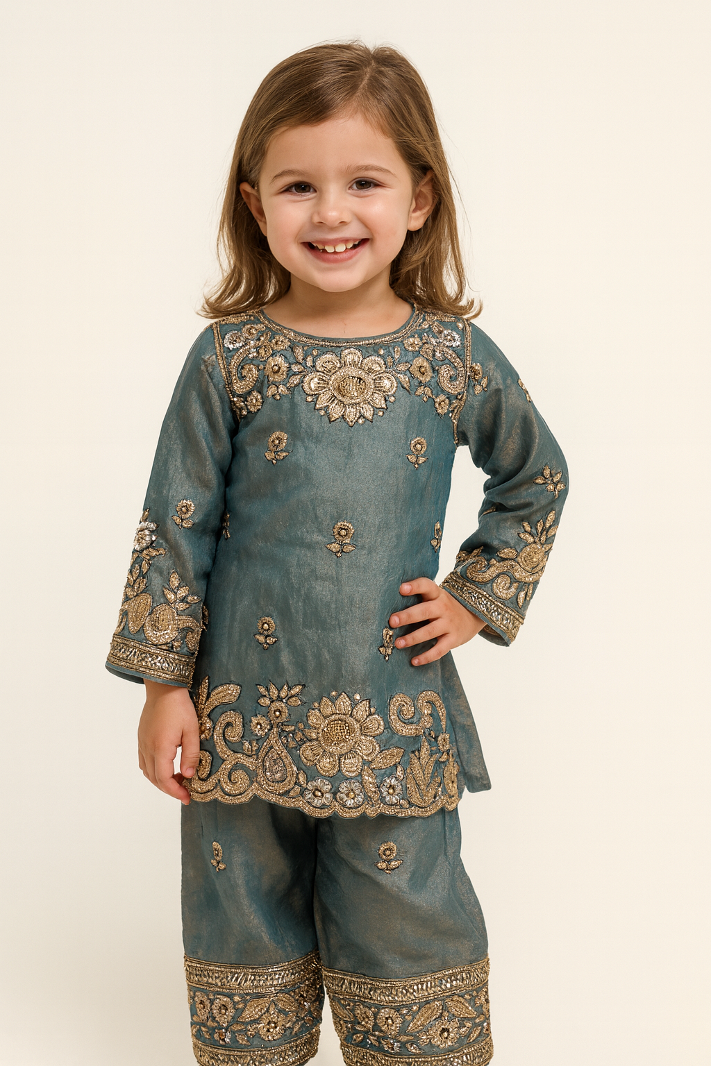 Georgette Hand Work Farshi Salwar Set 4726 Grey