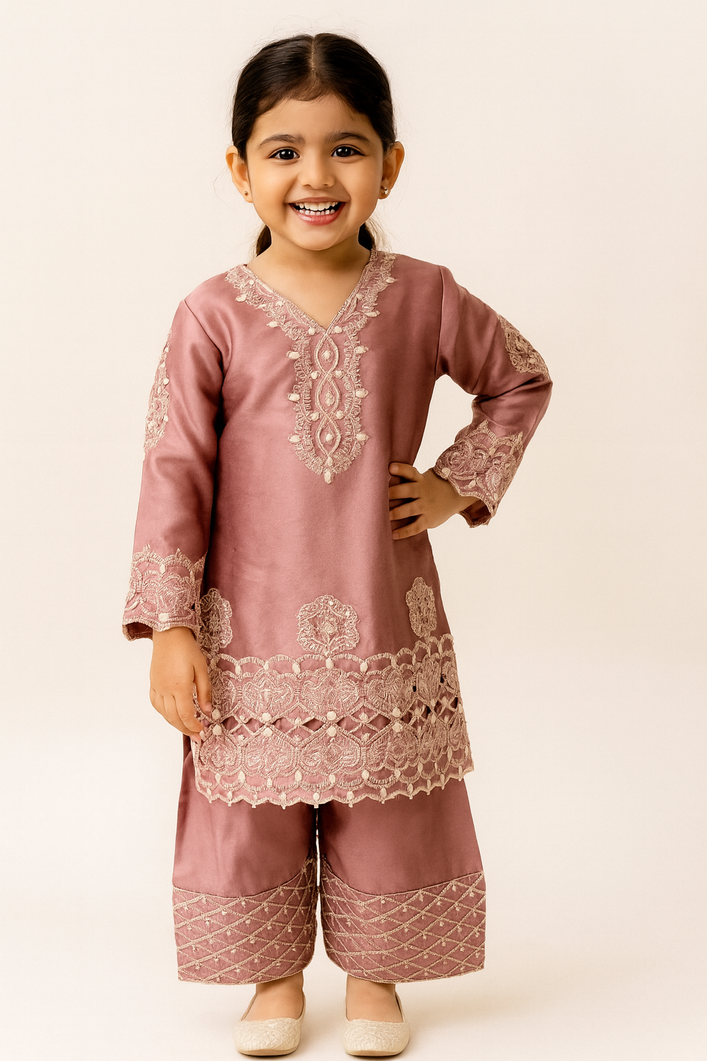 Satin Embroidery Farshi Set 4714 Pink