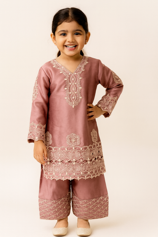 Satin Embroidery Farshi Set 4714 Pink