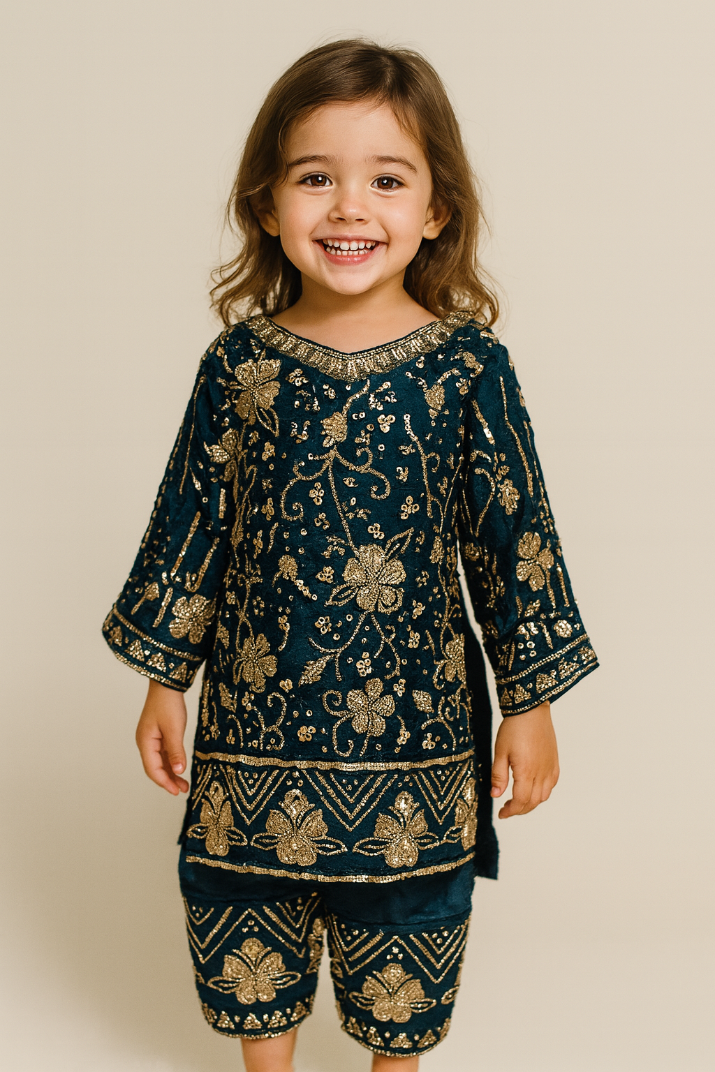 Georgette Hand Work Farshi Plazo Set 4719 Navy Blue