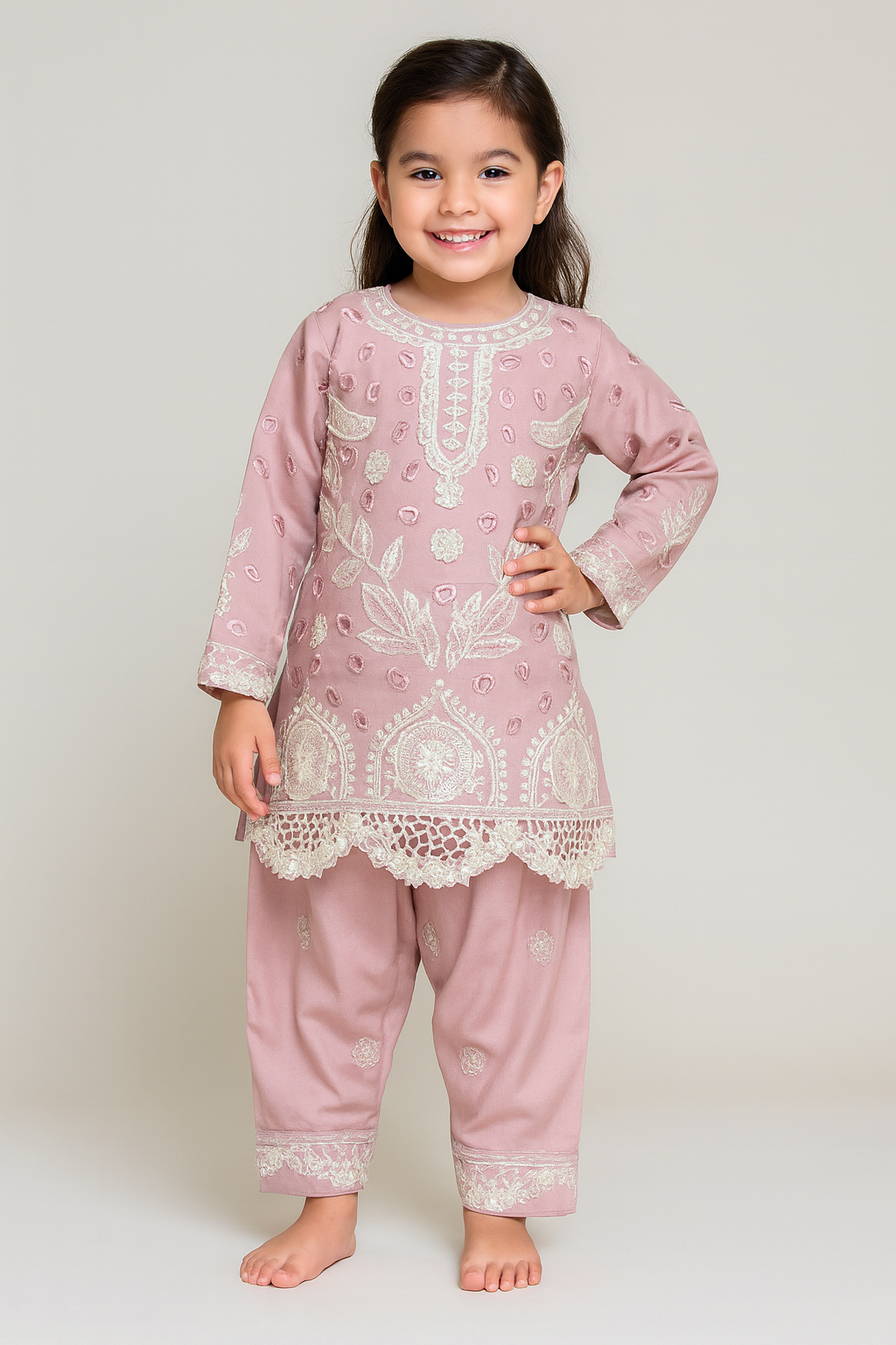 Georgette Embroidery Farshi Pant Set 4751 Pink