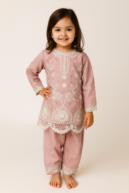 Georgette Embroidery Farshi Pant Set 4751 Pink