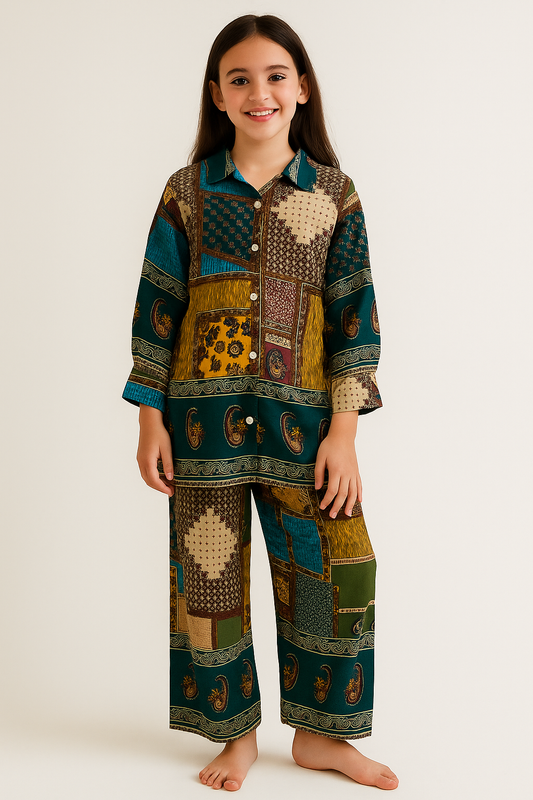 Cotton Printed Cord Set 1271 Multi colour