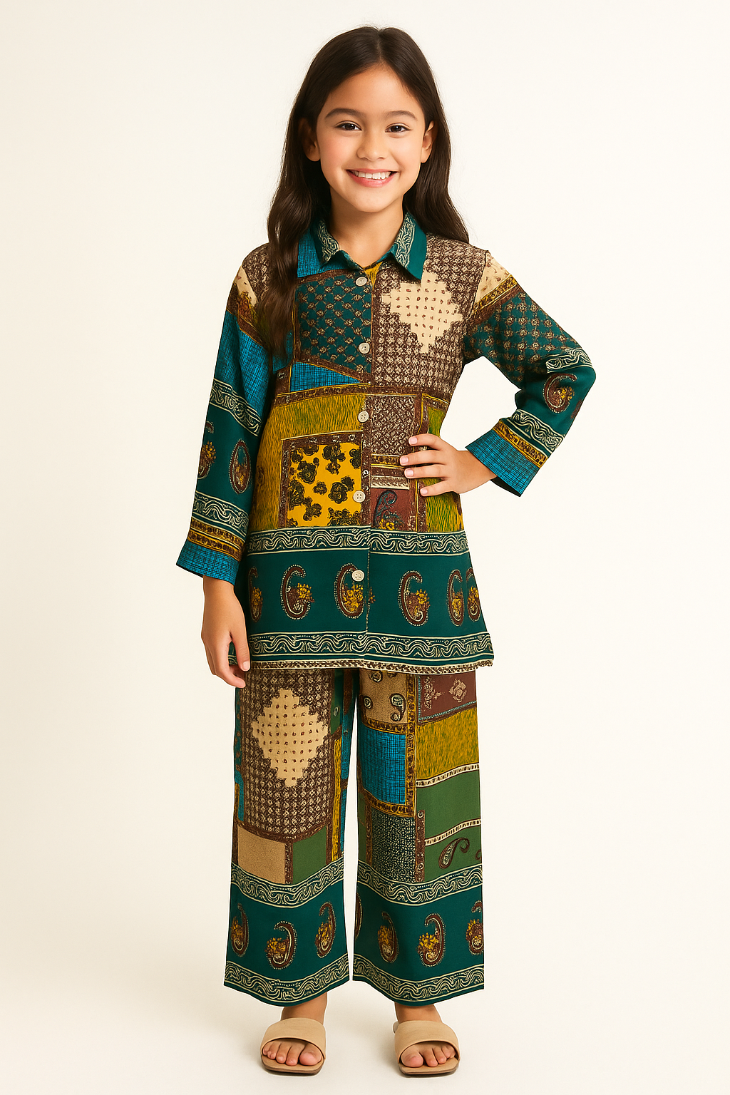 Cotton Printed Cord Set 1271 Multi colour