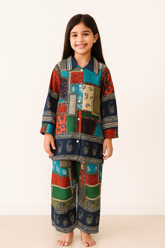 Cotton Printed Cord Set 1272 Multi colour