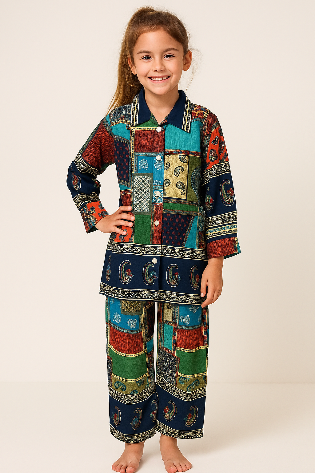 Cotton Printed Cord Set 1272 Multi colour