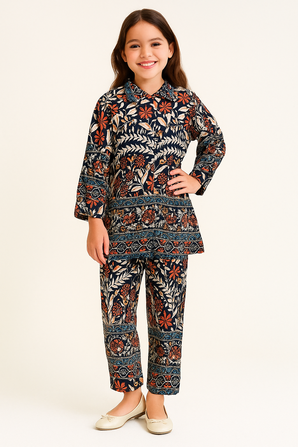 Cotton Printed Cord Set 1274 Multi colour