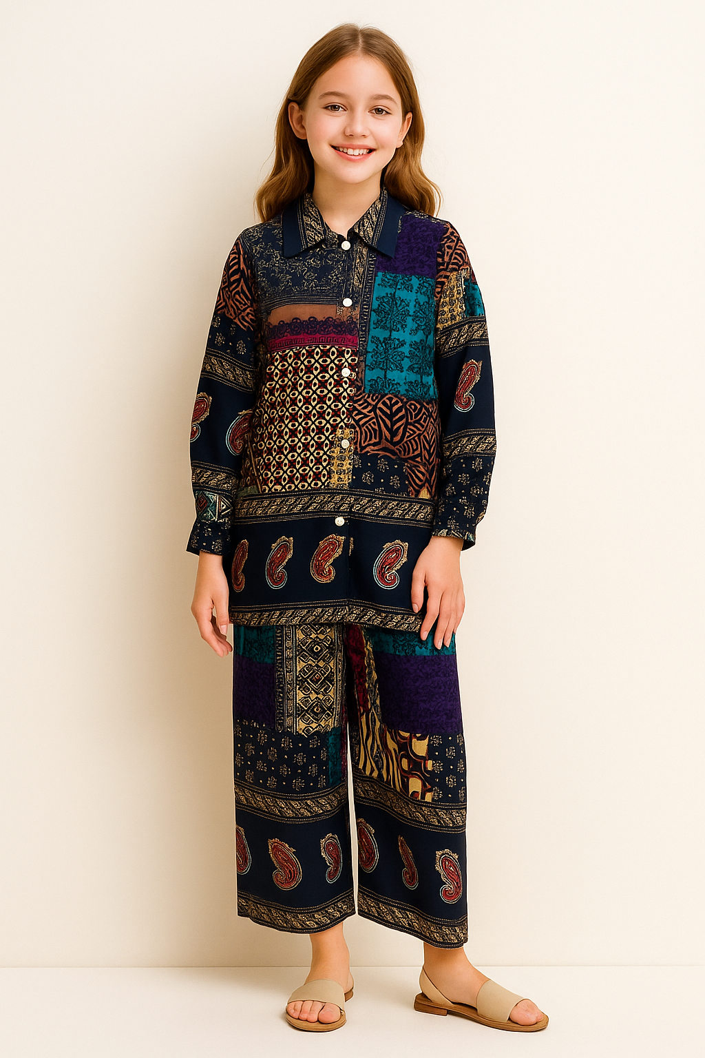 Cotton Printed Cord Set 1273 Multi colour