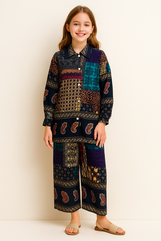 Cotton Printed Cord Set 1273 Multi colour