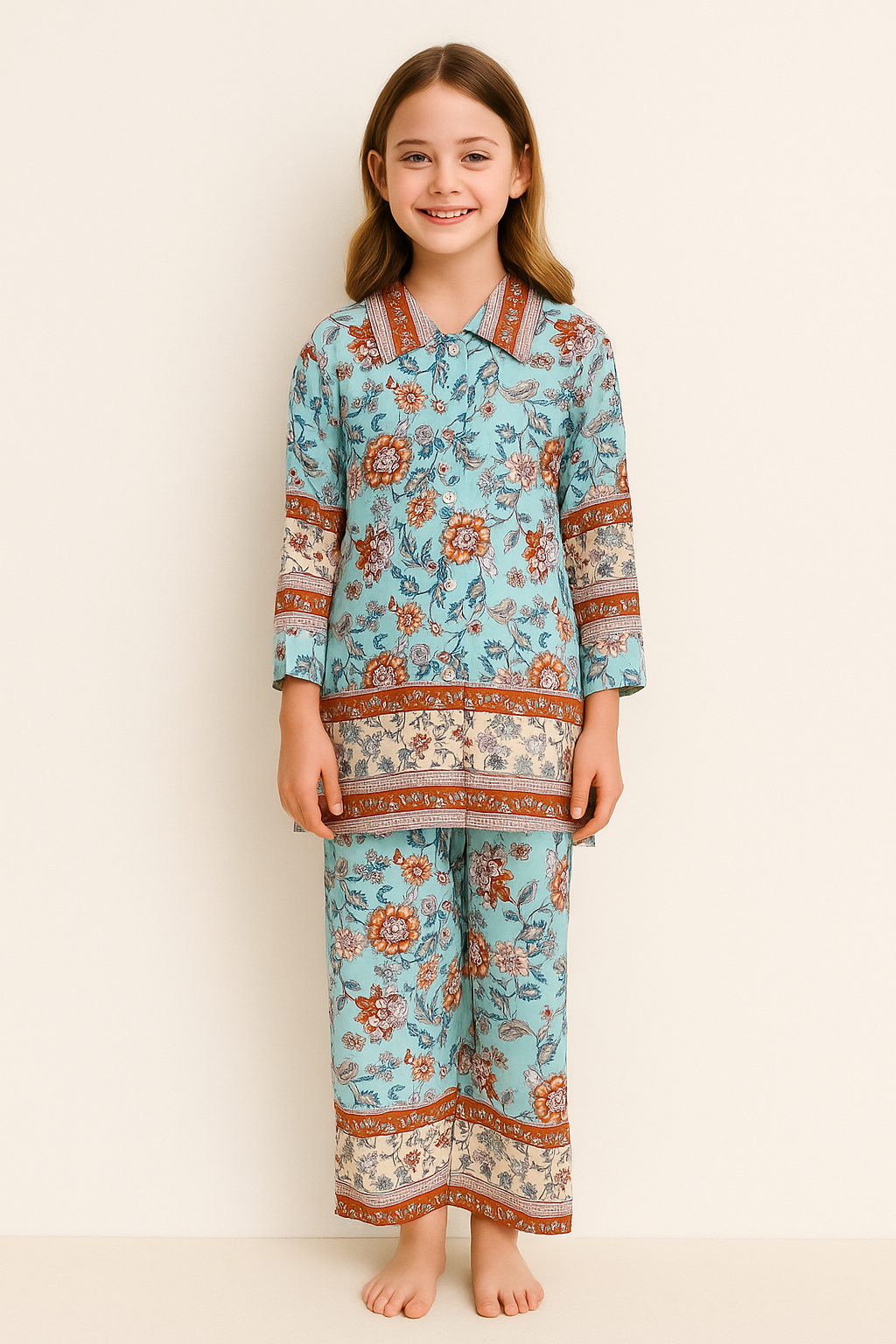 Cotton Printed Cord Set 1275 Sky Blue