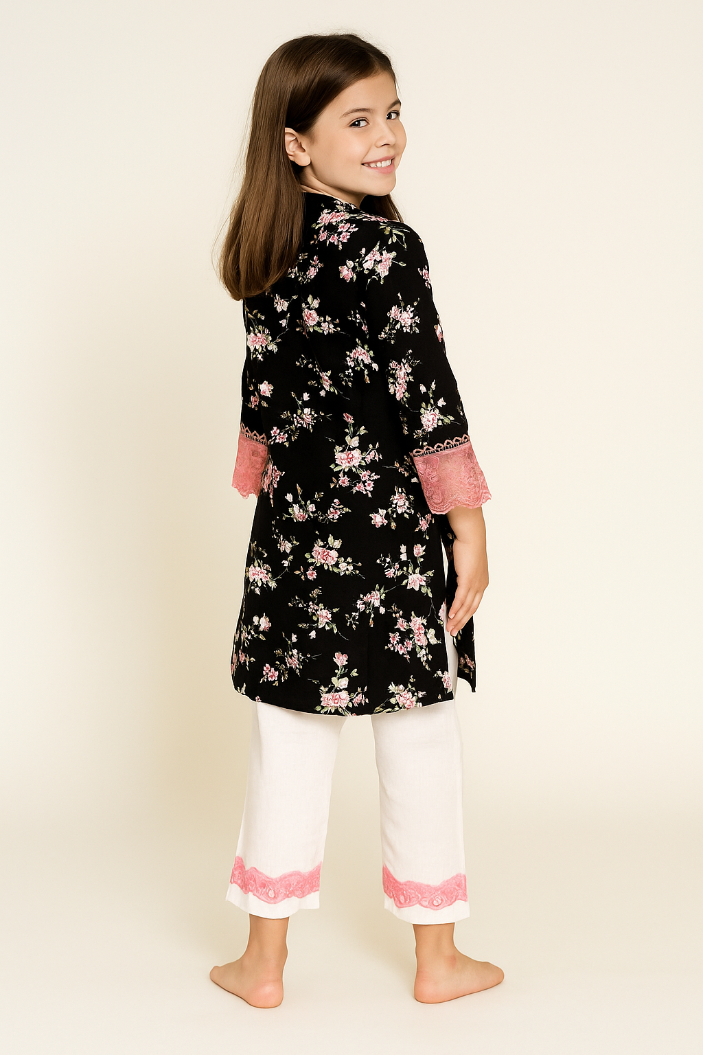 Cotton Embroidery Kurti Set 1278 Black