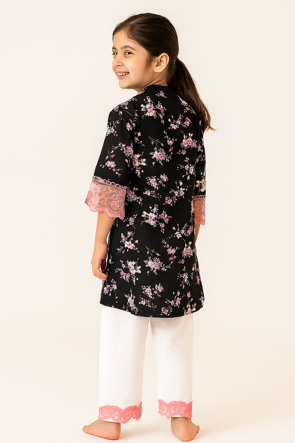 Cotton Embroidery Kurti Set 1278 Black