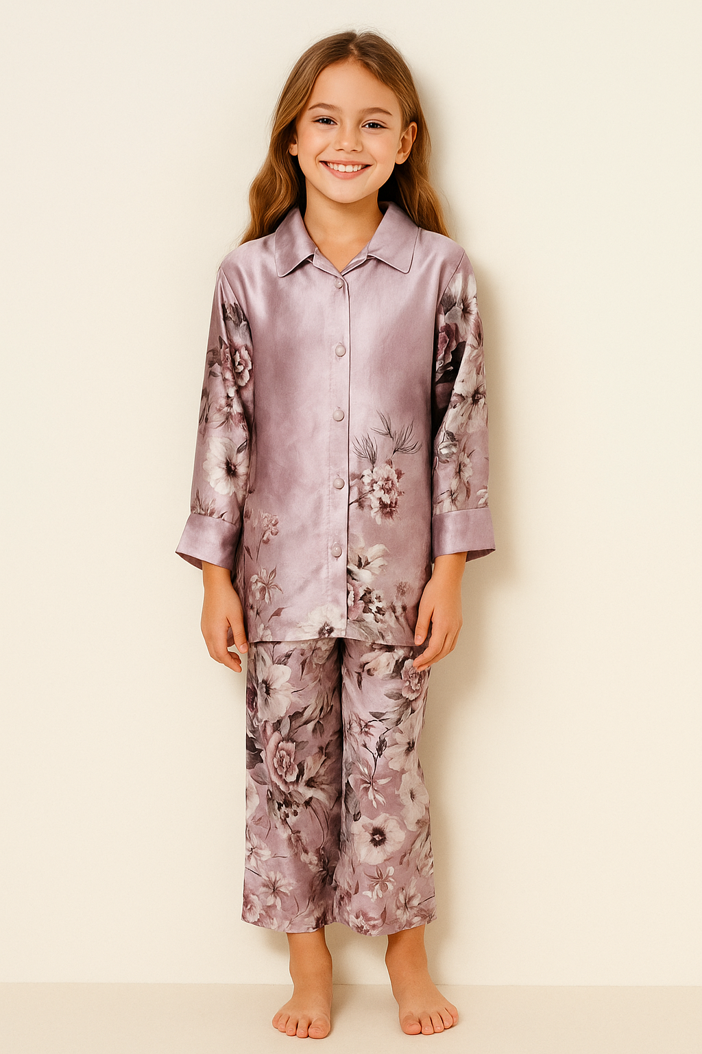 Satin Printed Cord Set 1277 Pink