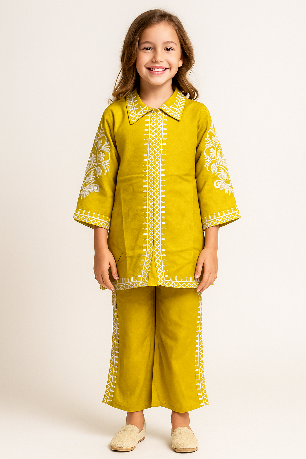 Cotton Embroidery Cord Set 1283 Yellow