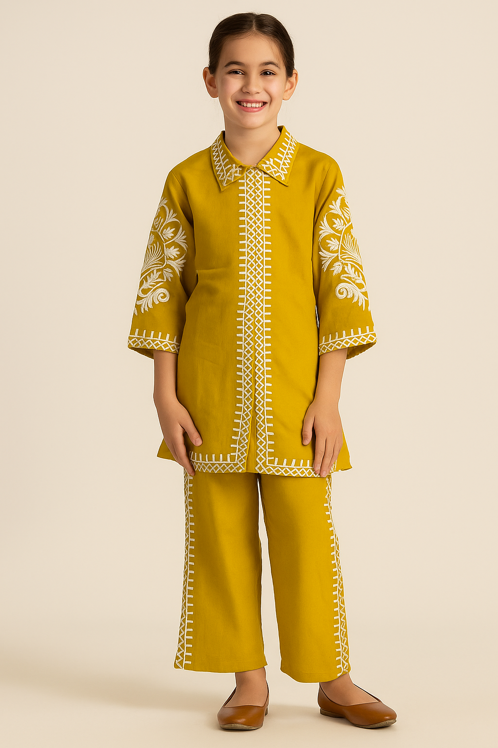 Cotton Embroidery Cord Set 1283 Yellow