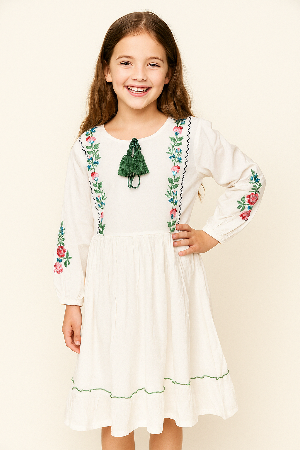 Cotton Embroidery Frock 1112 White